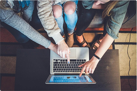 laptop with employees